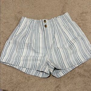 American Eagle Outfitters High Waist Blue and White Striped Shorts